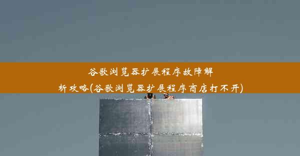 谷歌浏览器扩展程序故障解析攻略(谷歌浏览器扩展程序商店打不开)