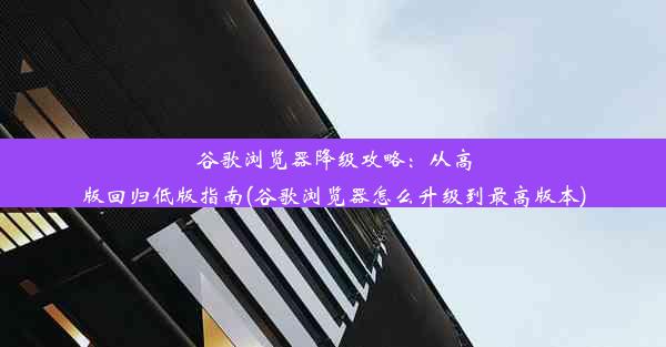 谷歌浏览器降级攻略：从高版回归低版指南(谷歌浏览器怎么升级到最高版本)