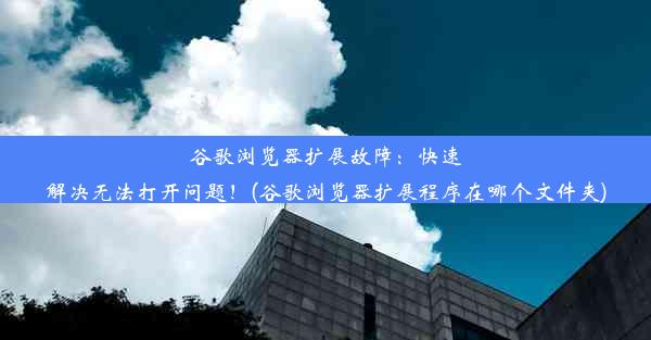 谷歌浏览器扩展故障：快速解决无法打开问题！(谷歌浏览器扩展程序在哪个文件夹)