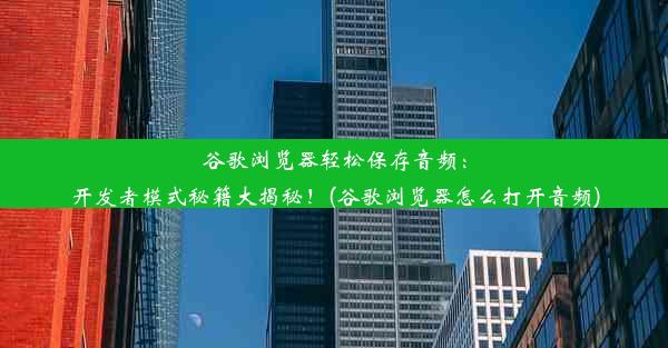 谷歌浏览器轻松保存音频：开发者模式秘籍大揭秘！(谷歌浏览器怎么打开音频)