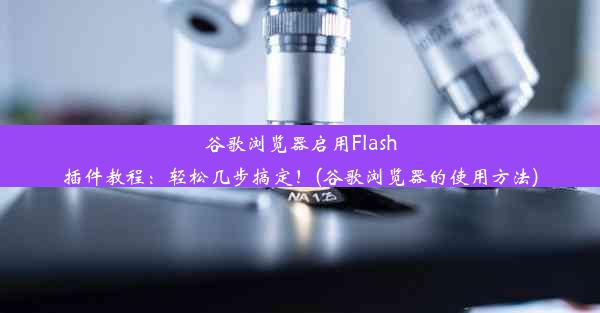 谷歌浏览器启用Flash插件教程：轻松几步搞定！(谷歌浏览器的使用方法)