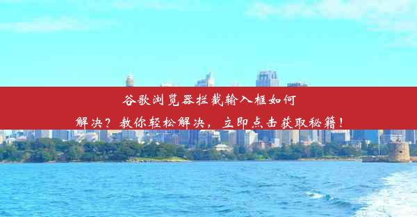 谷歌浏览器拦截输入框如何解决？教你轻松解决，立即点击获取秘籍！