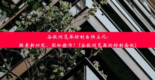 谷歌浏览器控制台独立化：探索新功能，轻松操作！(谷歌浏览器的控制面板)