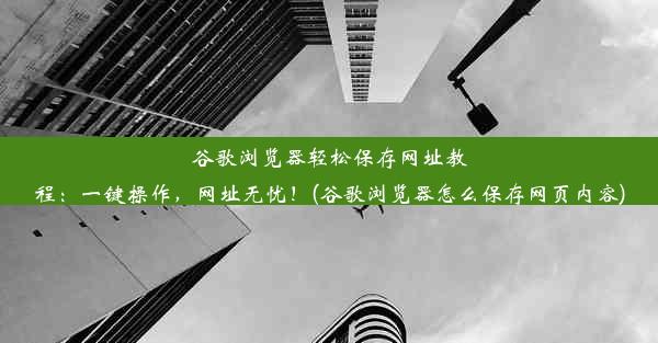 谷歌浏览器轻松保存网址教程：一键操作，网址无忧！(谷歌浏览器怎么保存网页内容)